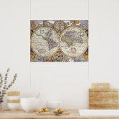 algemene kaart van de wereld poster (Keuken)