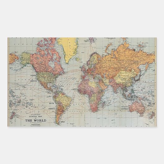 algemene kaart van de wereld rechthoekige sticker (Voorkant)