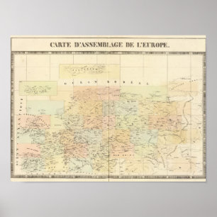 Algemene kaart van Europa Poster