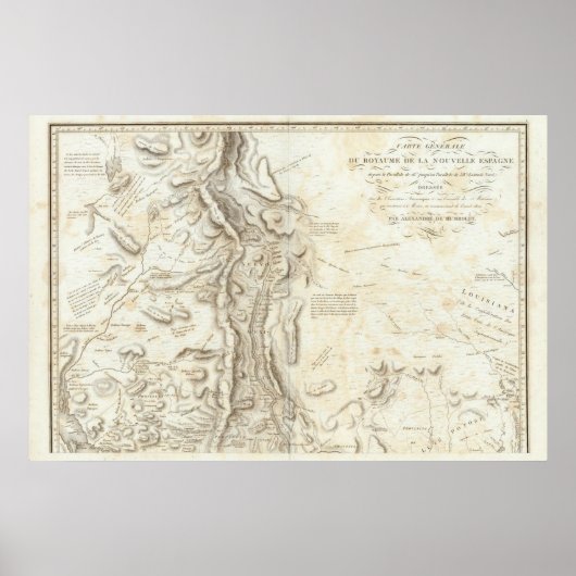 Algemene kaart van het Koninkrijk Nieuw-Spanje Poster (Voorkant)