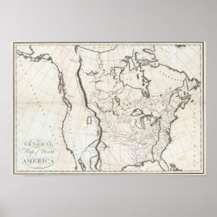 Algemene kaart van Noord-Amerika Poster