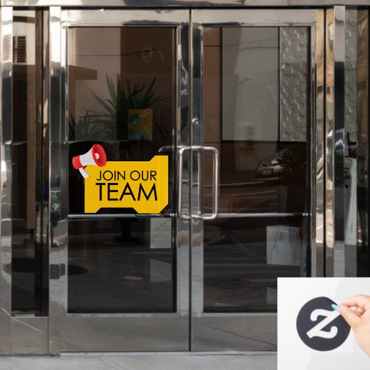 Algemene Luidspreker Word Onze Team Nu Aanwerving Raamsticker (Kantoordeur)