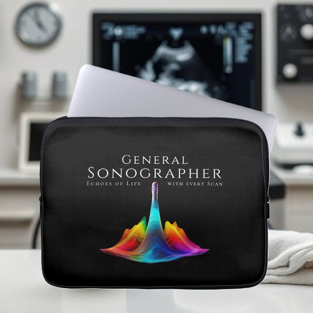 Algemene Sonograaf-Kleurrijke Ultrasound Golven Laptop Sleeve (General Sonographer-Colorful Ultrasound Waves Laptop Sleeve)