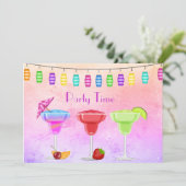 ALGEMENE STRAND COCKTAIL PASTEL PARTY KAART (Staand voorkant)