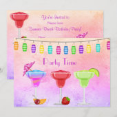 ALGEMENE STRAND COCKTAIL PASTEL PARTY KAART (Voorkant / Achterkant)
