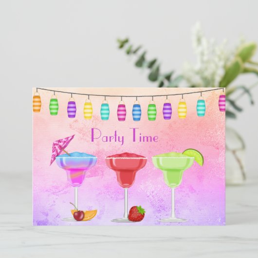 ALGEMENE STRANDCOCKTAIL FEESTJE PASTEL PARTY KAART (Staand voorkant)