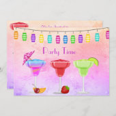 ALGEMENE STRANDCOCKTAIL FEESTJE PASTEL PARTY KAART (Voorkant / Achterkant)