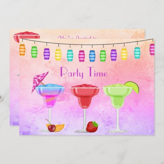 ALGEMENE STRANDCOCKTAIL FEESTJE PASTEL PARTY KAART (Voorkant / Achterkant)