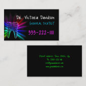 Algemene Tandarts Regenboog Kleur Tand Zwart Kaart Visitekaartje (Voorkant / Achterkant)