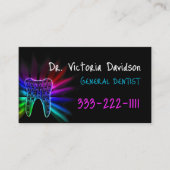 Algemene Tandarts Regenboog Kleur Tand Zwart Kaart Visitekaartje (Voorkant)