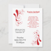 Algemene uitnodigingen voor Red Swirly voor elk ge (Voorkant)