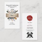 Algemene Visitekaartjes van aannemers (Voorkant / Achterkant)