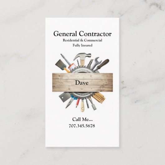 Algemene Visitekaartjes van aannemers (Voorkant)