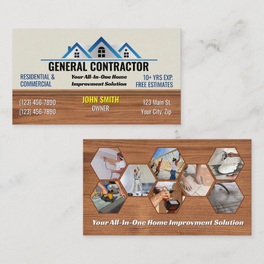 Algemene Visitekaartjes van aannemers (Voorkant / Achterkant)