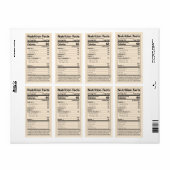 Algemene voedingsfeiten Sjabloon voedingsproduct Etiket (Full Sheet)