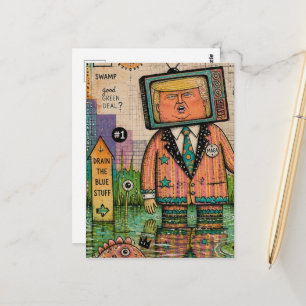 Algen AntiTrump Mixed Media Grappige Collage Briefkaart
