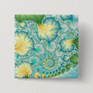 Algen - Fractal Vierkante Button 5,1 Cm