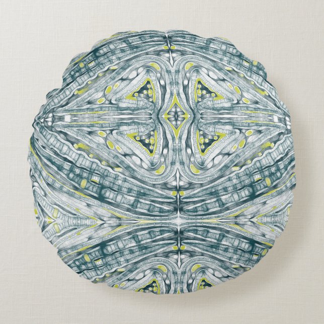 algen onder glas rond kussen (Voorkant)