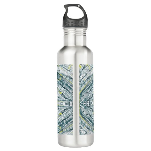 algen onder glas waterfles  (Achterkant)