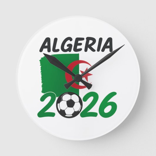 Algeria 2026 Soccer Fan Design with Crescent Star  Ronde Klok (Voorkant)