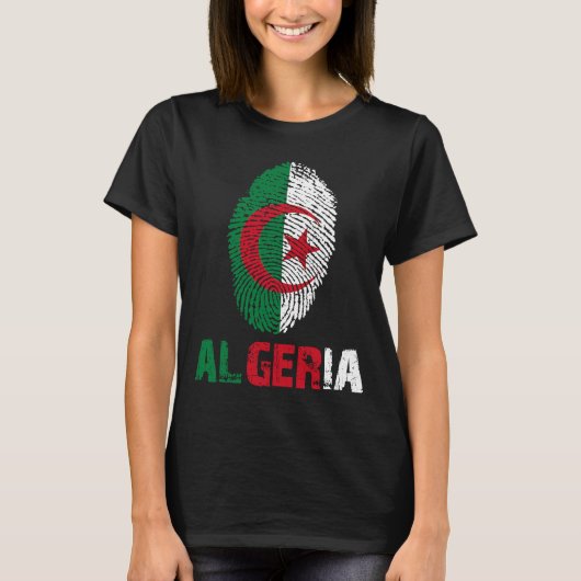 ALGERIA Finger Print Flag I Love Algerije Travel T-shirt (Voorkant)