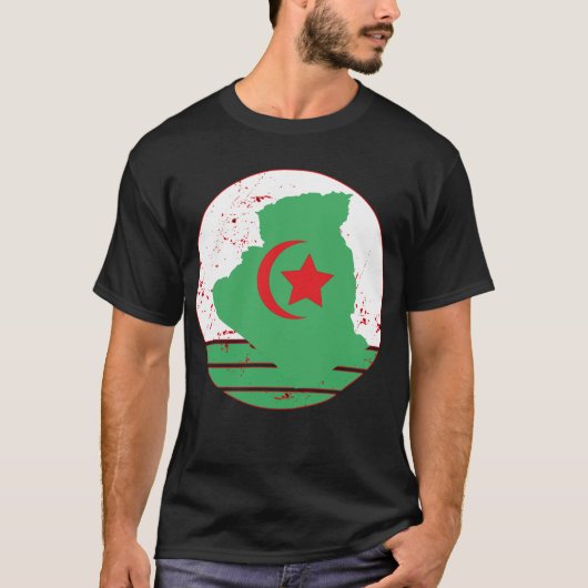 Algeria Flag & Map T-shirt (Voorkant)
