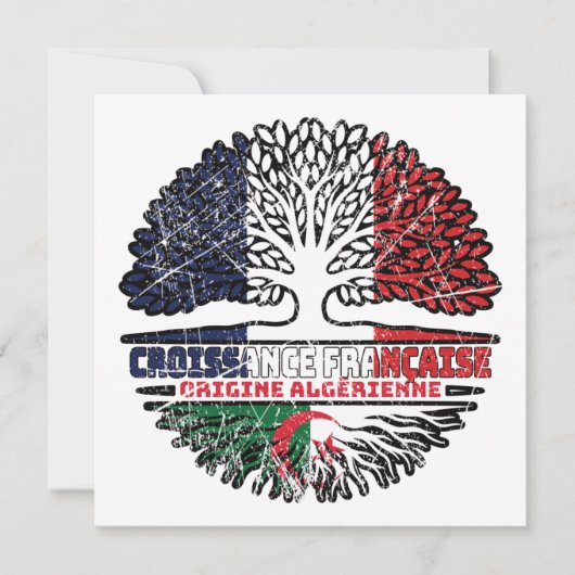 Algeria French France Tree Roots Flag Kaart (Voorkant)