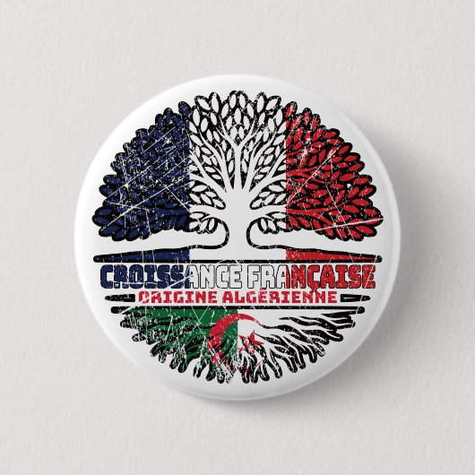 Algeria French France Tree Roots Flag Ronde Button 5,7 Cm (Voorkant)
