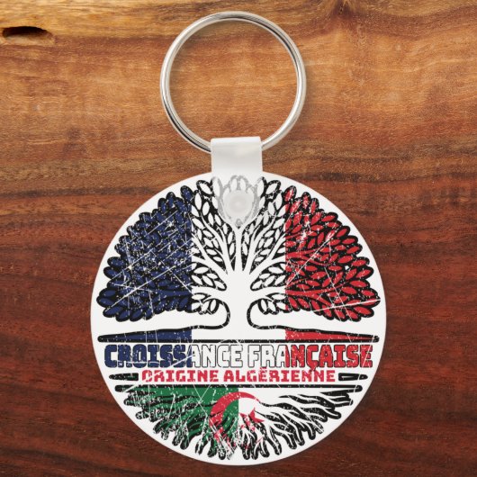 Algeria French France Tree Roots Flag Sleutelhanger (Achterkant)