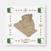 Algeria Map + Flags Magnet (Voorkant)