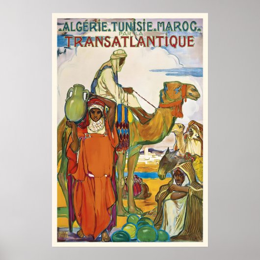 Algeria Tunisia Morocco Vintage Travel Poster (Voorkant)