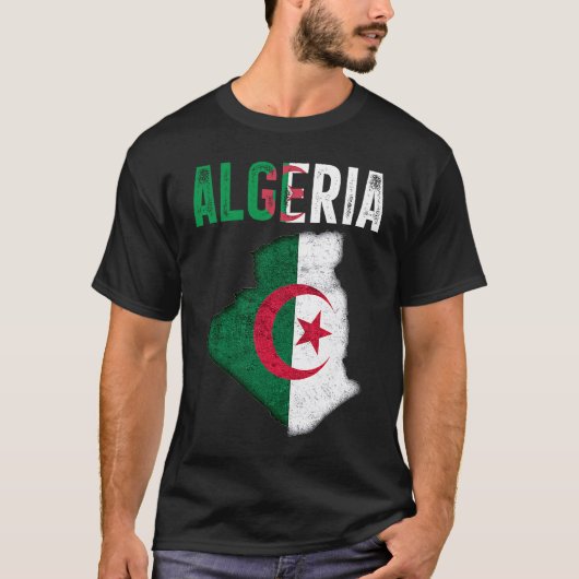 Algerian Algeria Country Map Flag T-shirt (Voorkant)