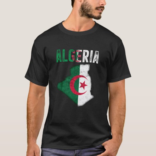 Algerian Algeria Country Map Flag T-shirt (Voorkant)