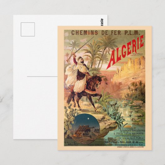 Algérie  Railroad Poster 1891 Briefkaart (Voorkant / Achterkant)
