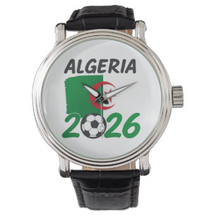 Algerije 2026 Voetbalfan Design met Halve Maan en Horloge