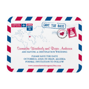 Algerije Airmail Wedding Save the Date sz 3x4 Magneet