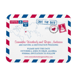 Algerije Airmail Wedding Save the Date sz 3x4 Magneet