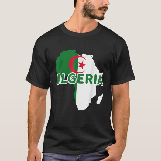 Algerije Algerijnse Pride Vlag Kaart Afrika Print  T-shirt (Voorkant)