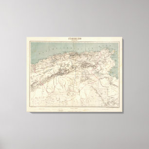 Algerije Atlas Map Canvas Afdruk