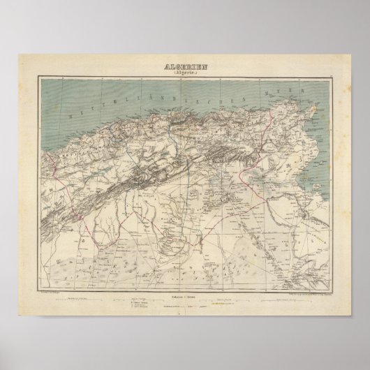 Algerije Atlas Map Poster (Voorkant)