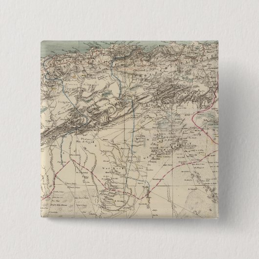 Algerije Atlas Map Vierkante Button 5,1 Cm (Voorkant)