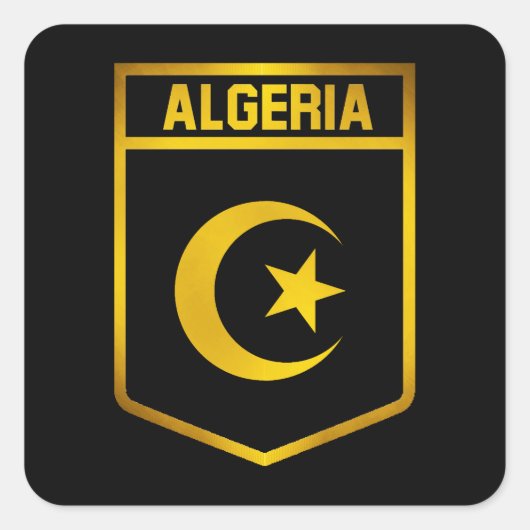 Algerije Emblem Vierkante Sticker (Voorkant)