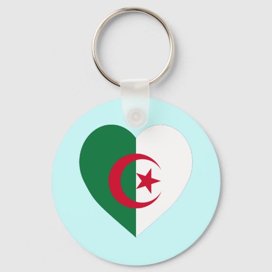 Algerije Flag Heart Sleutelhanger (Voorkant)