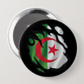 Algerije Gescheurde Vlag Ronde Button 4,0 Cm (Voorkant /achterkant)