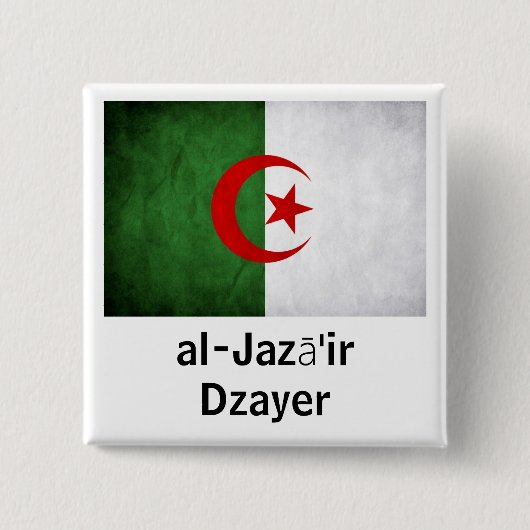 Algerije Grunge Flag Vierkante Button 5,1 Cm (Voorkant)