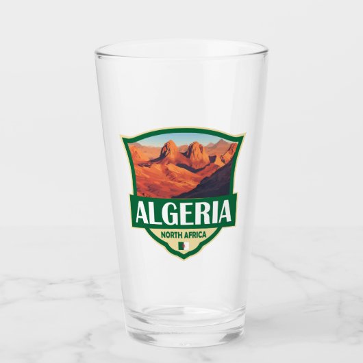 Algerije Illustratie Retro Badge Glas (Voorkant)