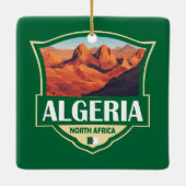 Algerije Illustratie Retro Badge Keramisch Ornament (Achterkant)