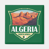 Algerije Illustratie Retro Badge Magneet (Voorkant)