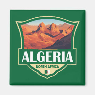 Algerije Illustratie Retro Badge Magneet