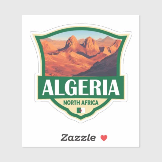 Algerije Illustratie Retro Badge Sticker (Vel)